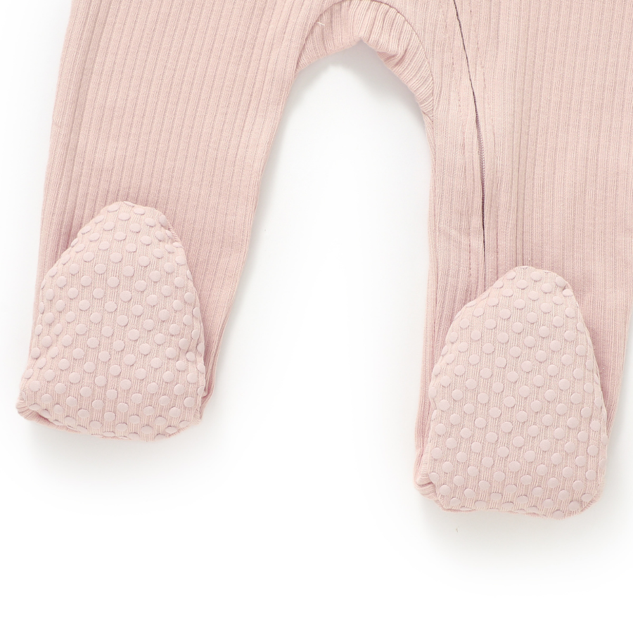 Organic Cotton 2-way Zipsuit with Footies & Mittens | Blush