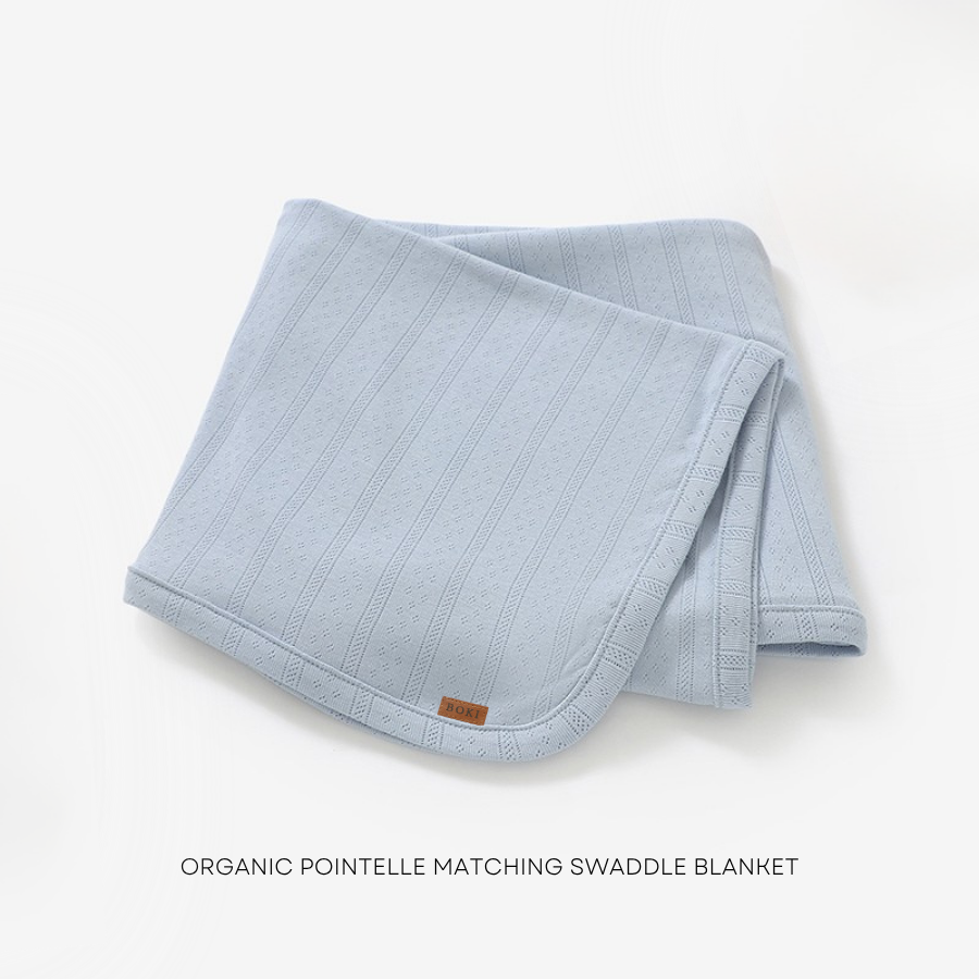 4 Piece Organic Pointelle Bundle Set | Powder Blue