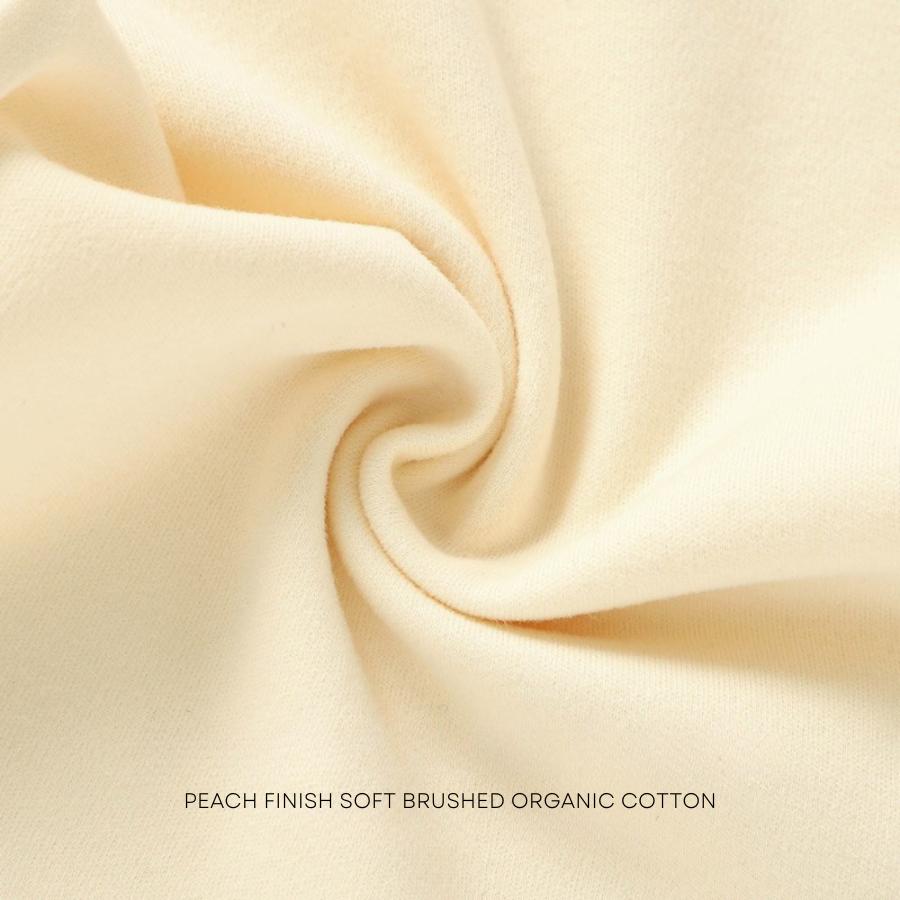 3 Piece Organic Brushed Cotton Fold-Over Set with Beanie | Honey Cream