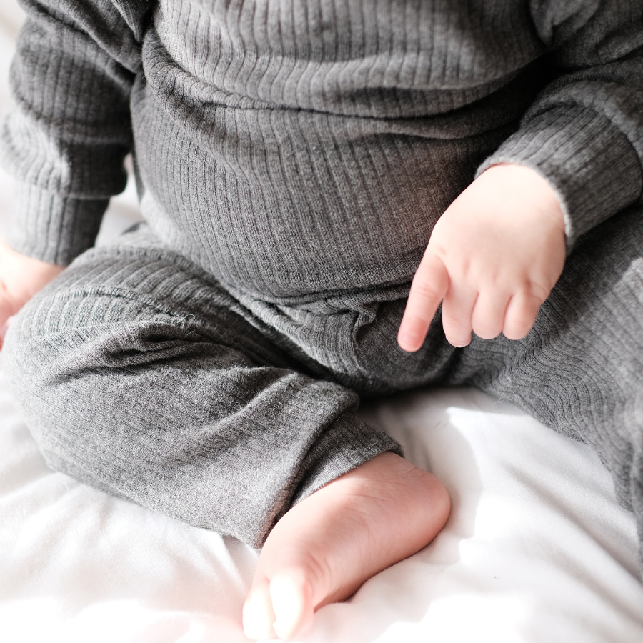 Organic Rib Long sleeve Pyjamas Set | Slate Grey