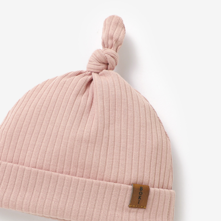 Organic Rib Knot Hat | Pale Rose