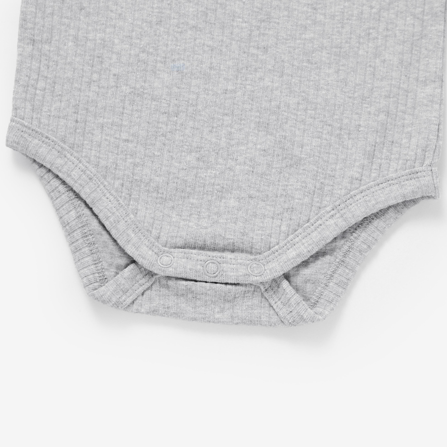 Organic Rib Longsleeve Bodysuit Set | Light Grey