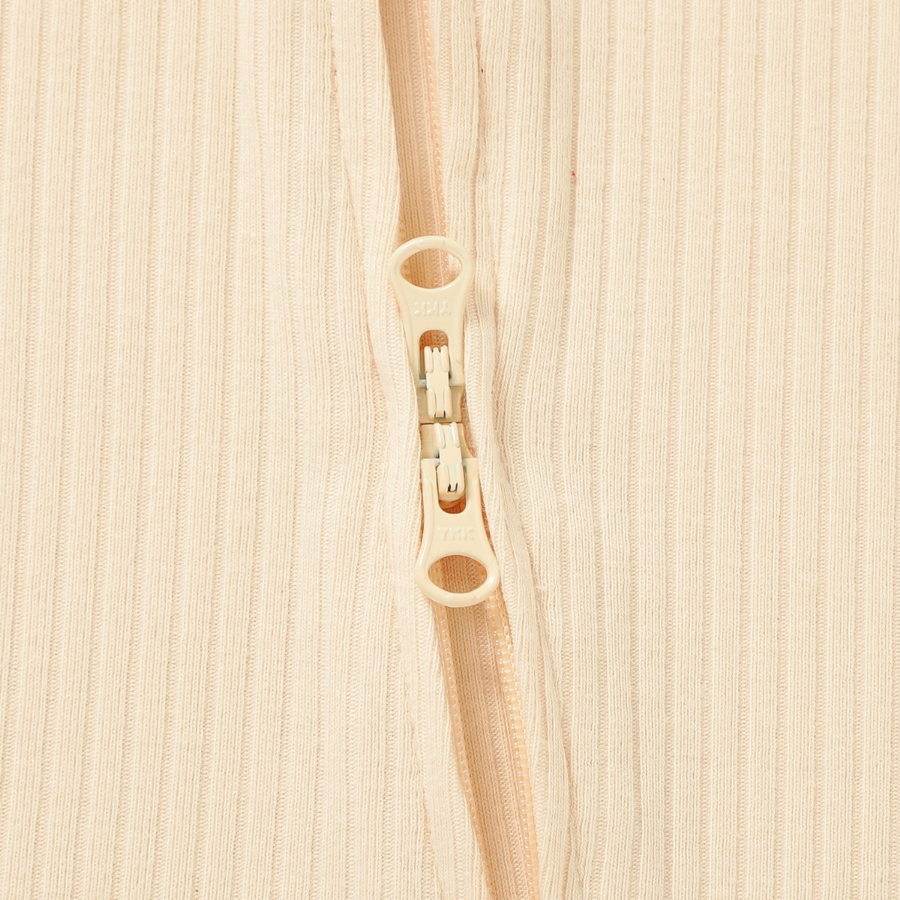 Organic Cotton 2-way Zipsuit with Footies & Mittens | Crème