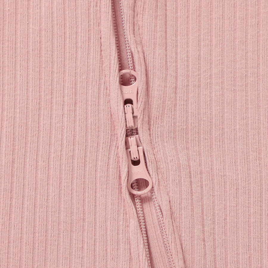 Organic Cotton 2-way Zipsuit with Footies & Mittens | Pale Rose
