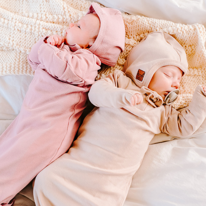 Organic Cotton Ribbed Knot Gown | Oatmeal