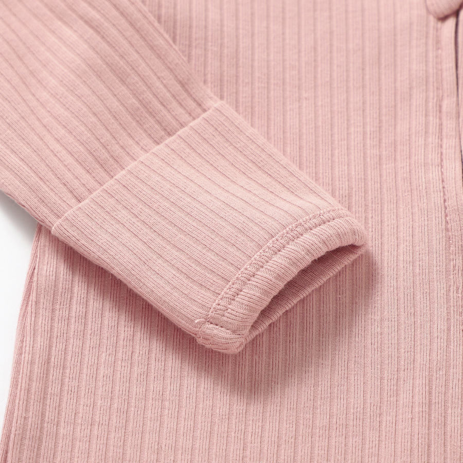 Organic Cotton 2-way Zipsuit with Footies & Mittens | Pale Rose