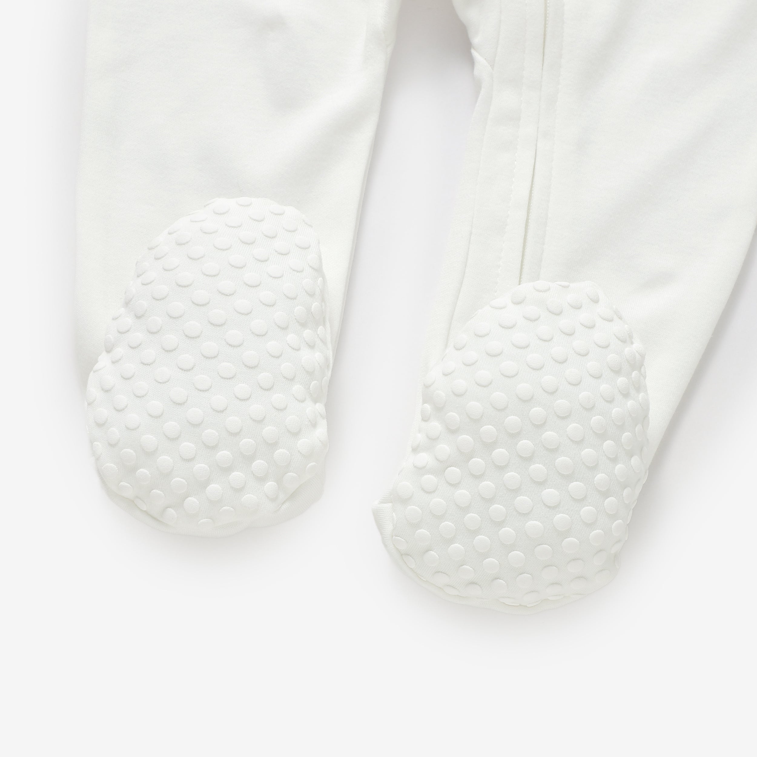 Organic Cotton 2-way Zipsuit with Footies & Mittens | White