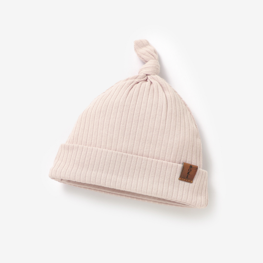 Organic Ribbed Cotton Beanie | Blush