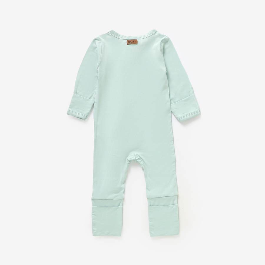 Organic Bamboo 2-way Zipsuit with Foldover Footies and Mittens | Misty Mint
