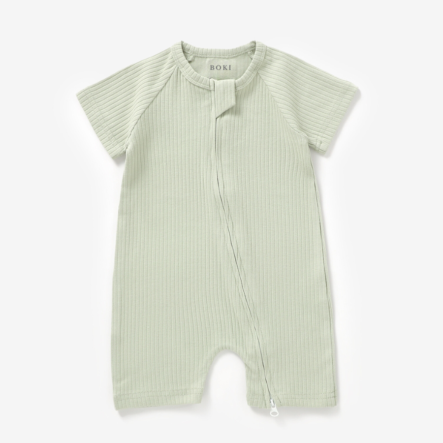 Organic Cotton 2-way Summer Zipsuit | Dried Mint