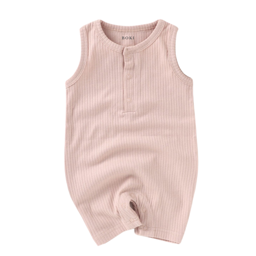 Organic Rib Cotton Tank Growsuit | Blush