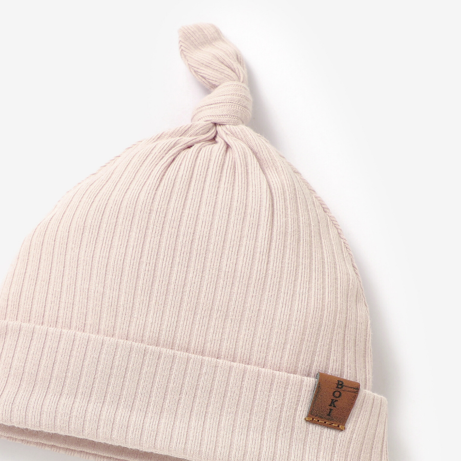 Organic Ribbed Cotton Beanie | Blush