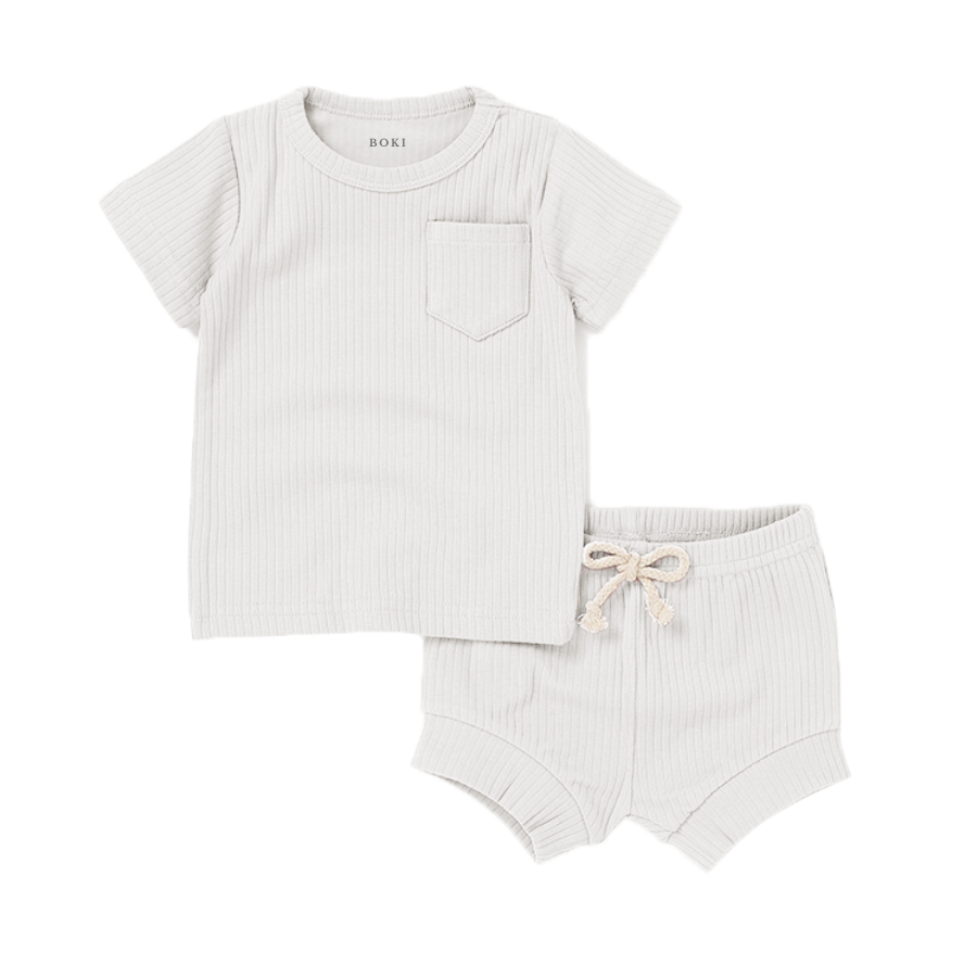 2 Piece Organic Rib Pyjamas Set | Ivory
