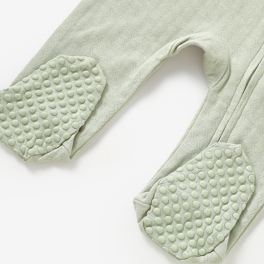 Organic Cotton Honeycomb 2-way Zipsuit with Footies and Mittens | Sage