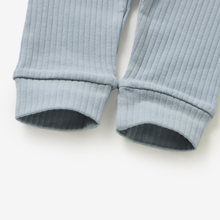 Organic Rib Longsleeve Bodysuit Set | Light Blue