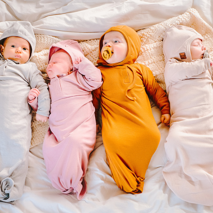 Organic Cotton Ribbed Knot Gown | Ash Grey