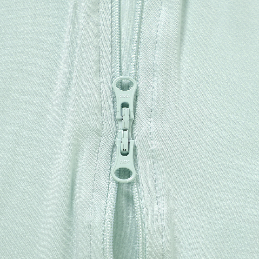 Organic Bamboo 2-way Zipsuit with Foldover Footies and Mittens | Misty Mint