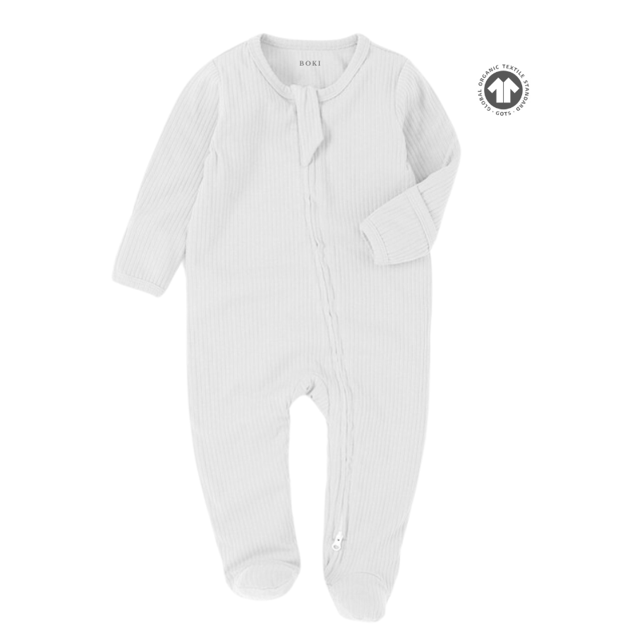 Organic Rib Cotton 2-way Zipsuit Ivory