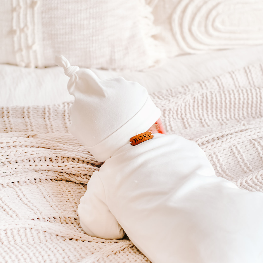 Organic Cotton 2-way Zipsuit with Footies & Mittens | White