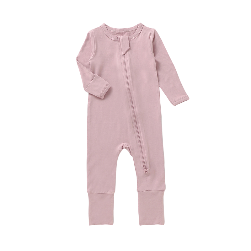 Organic Bamboo 2-way Zipsuit with Foldover Footies and Mittens | Marshmallow