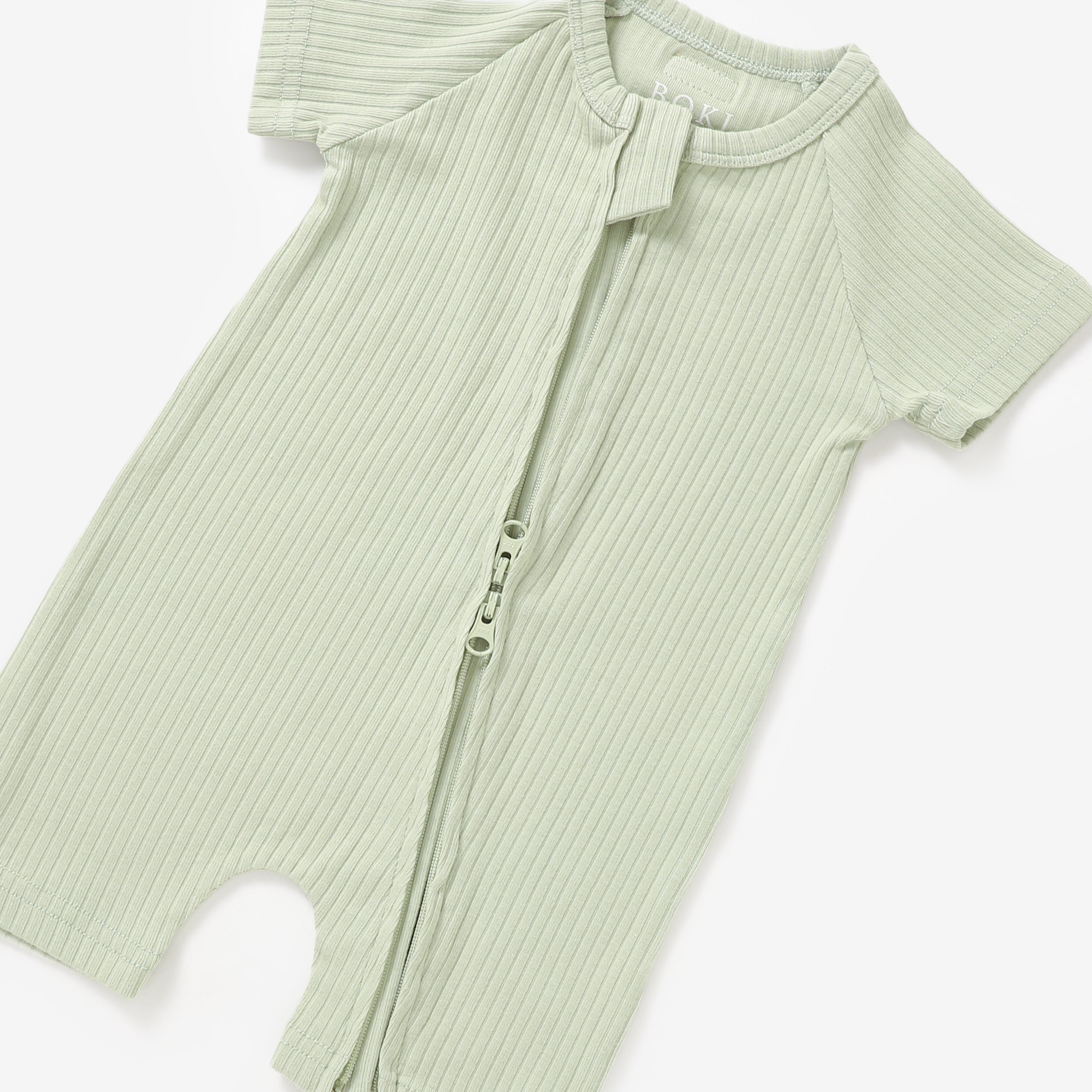 Organic Rib Summer Zipsuit | Dried Mint