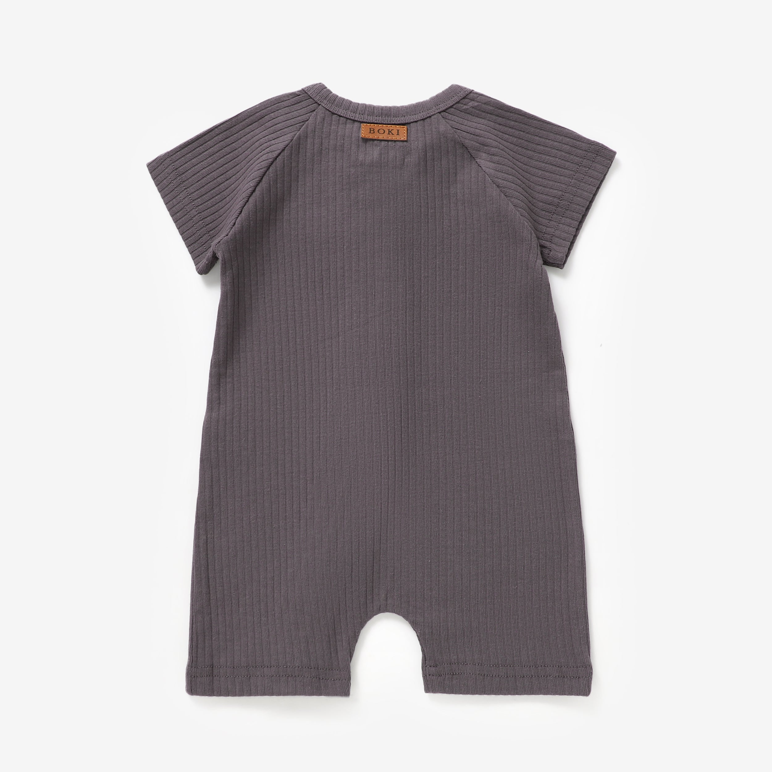 Organic Rib Summer Zipsuit | Charcoal