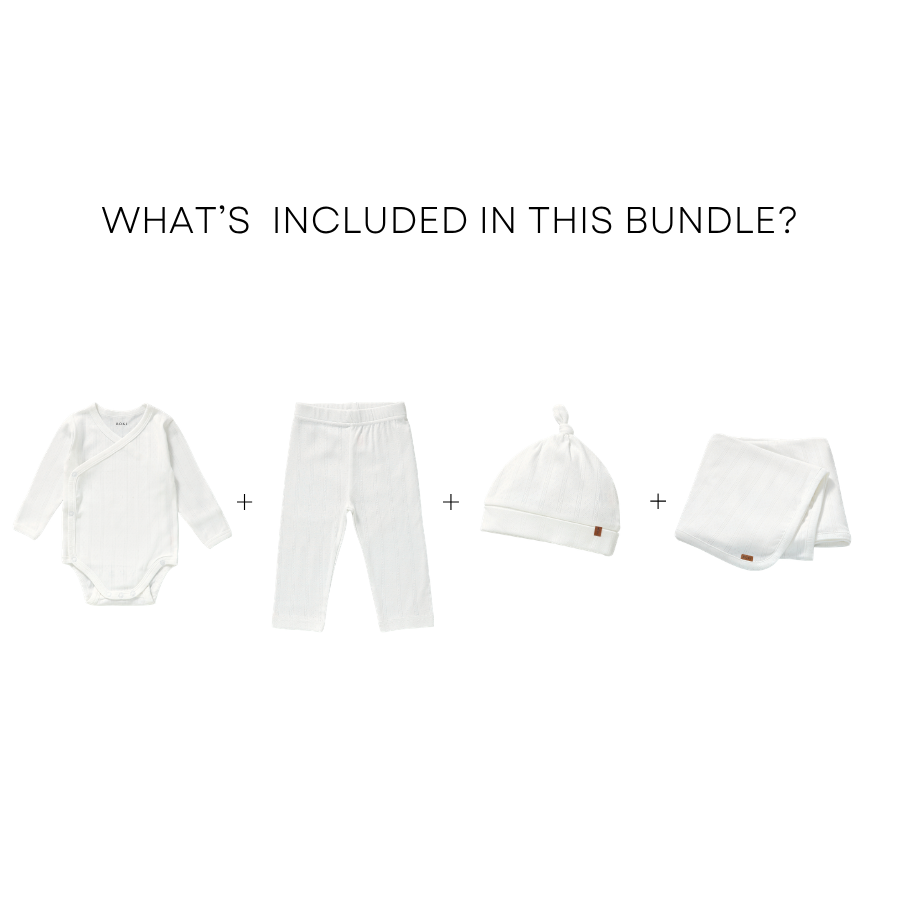 4 Piece Organic Pointelle Bundle Set | Pearl