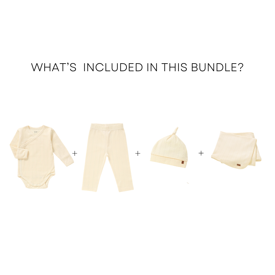 4 Piece Organic Pointelle Bundle Set | Vanilla Cream