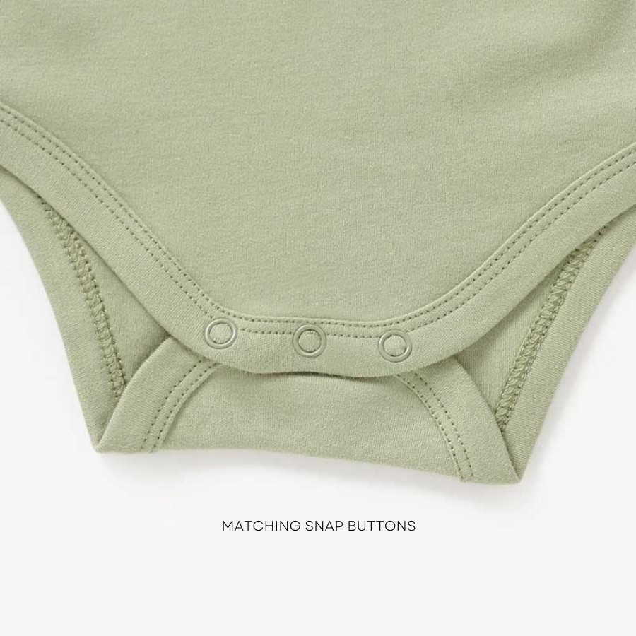 3 Piece Organic Brushed Cotton Fold-Over Set with Beanie | Fern