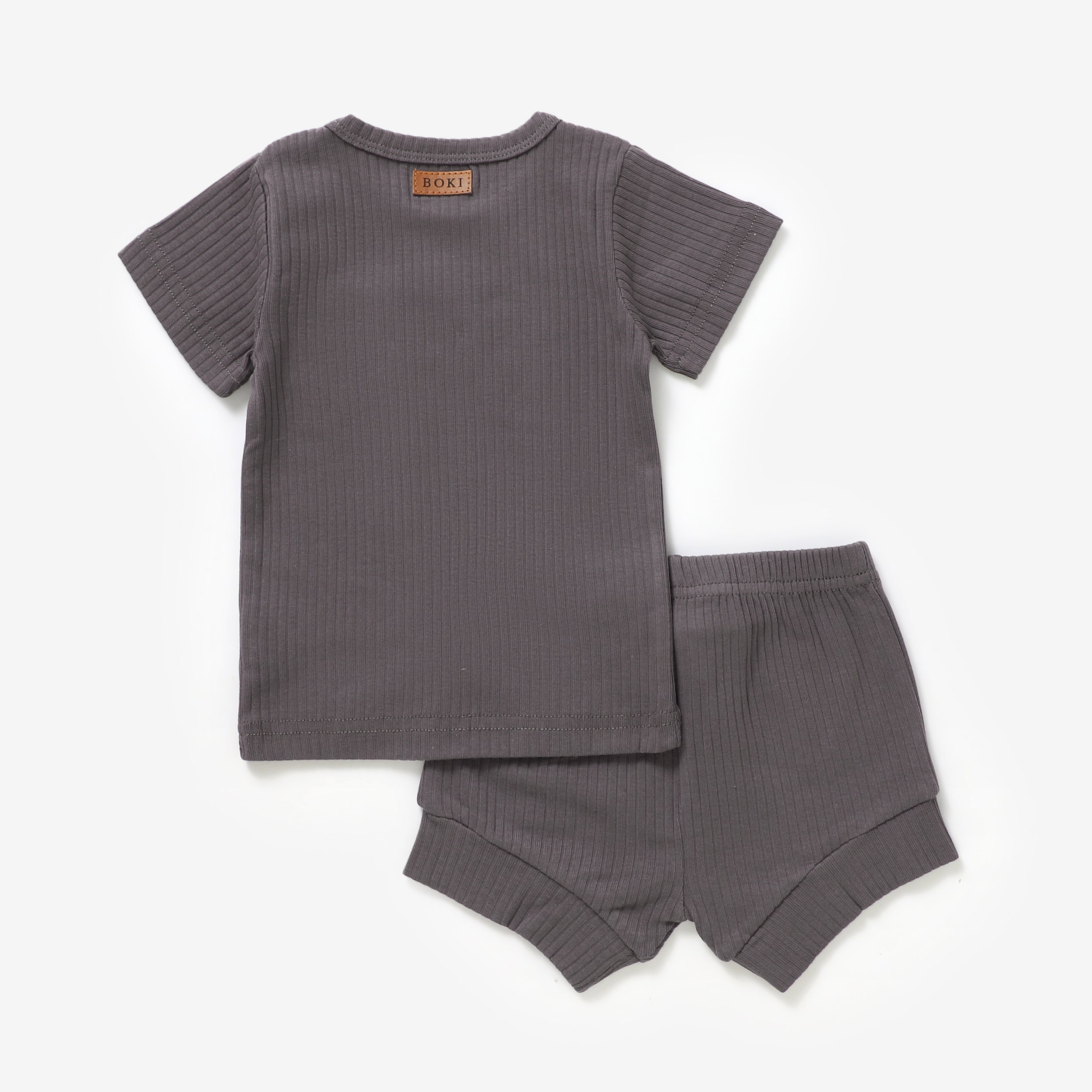 2 Piece Organic Rib Pyjamas Set | Charcoal