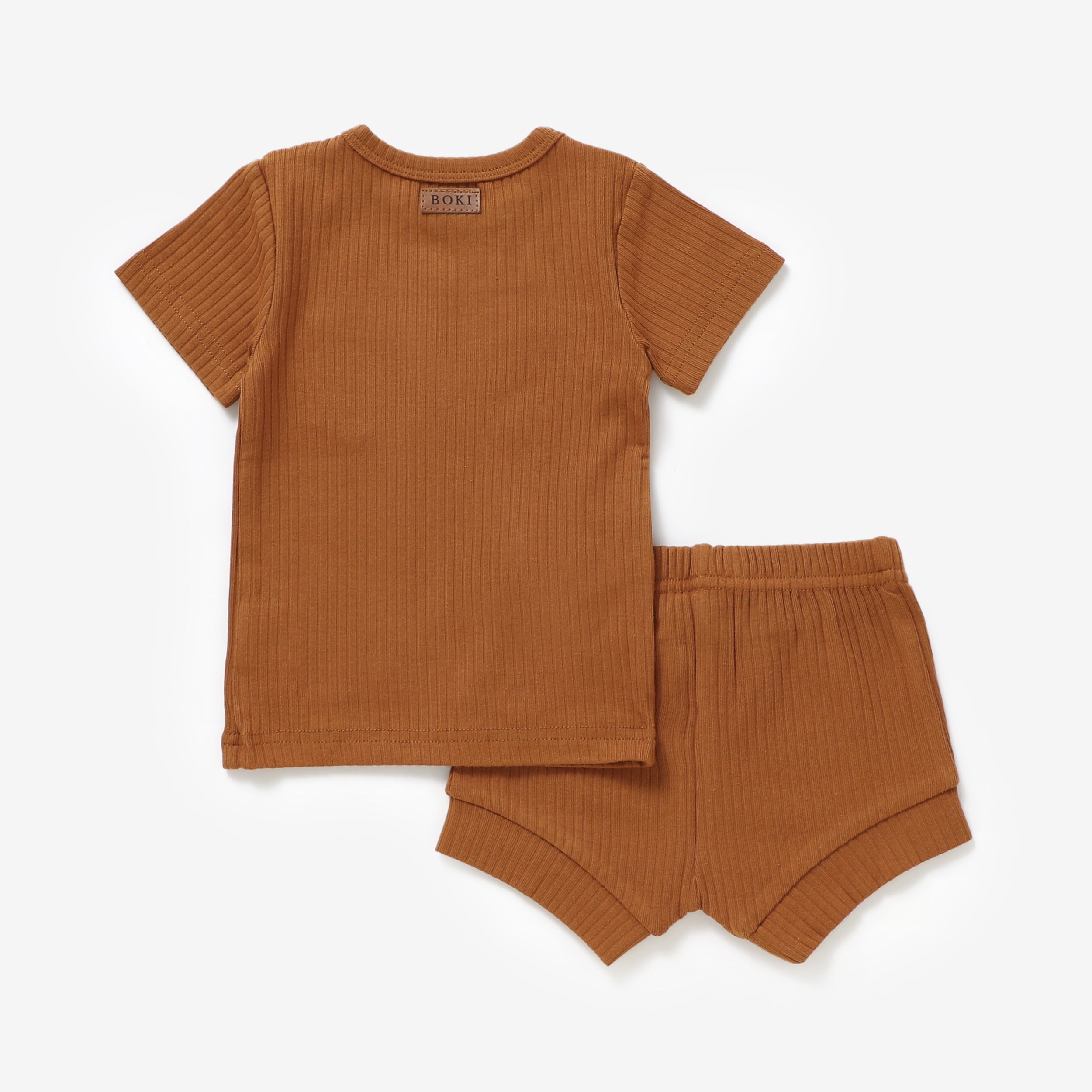 2 Piece Organic Rib Pyjamas Set | Rust