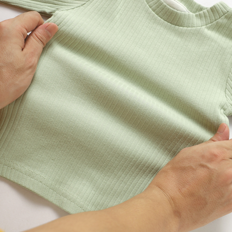 Organic Rib Long sleeve Pyjamas Set | Dried Mint