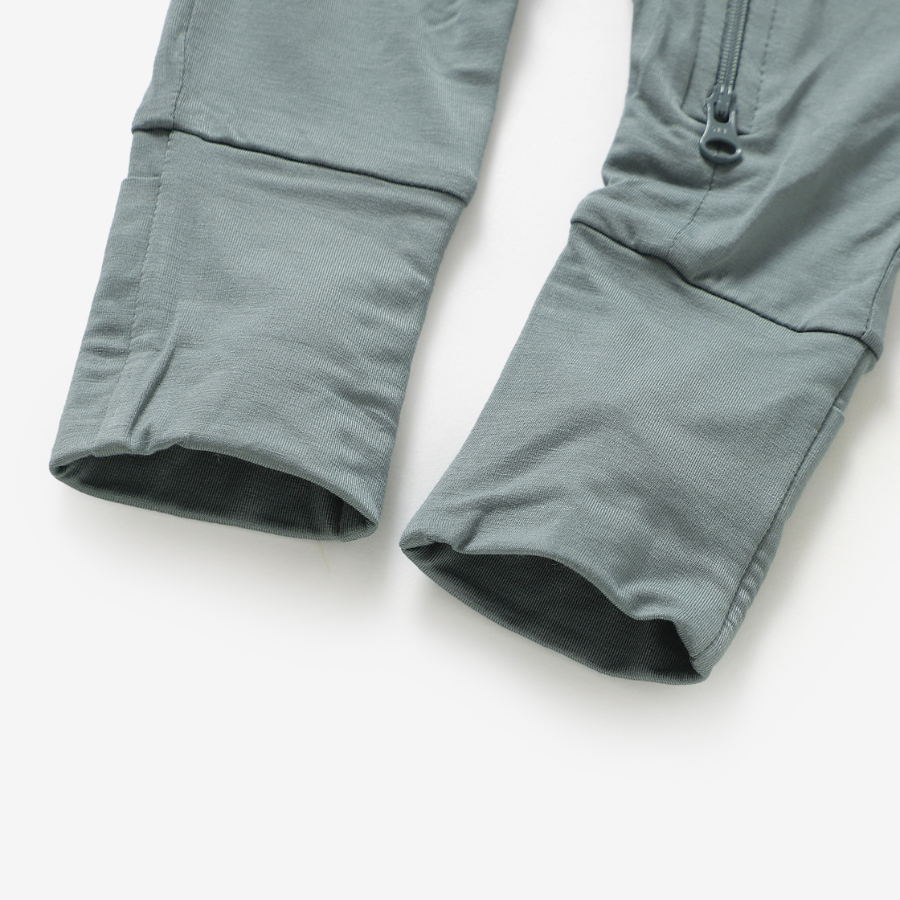 Organic Bamboo 2-way Zipsuit with Foldover Footies and Mittens | Ocean Blue