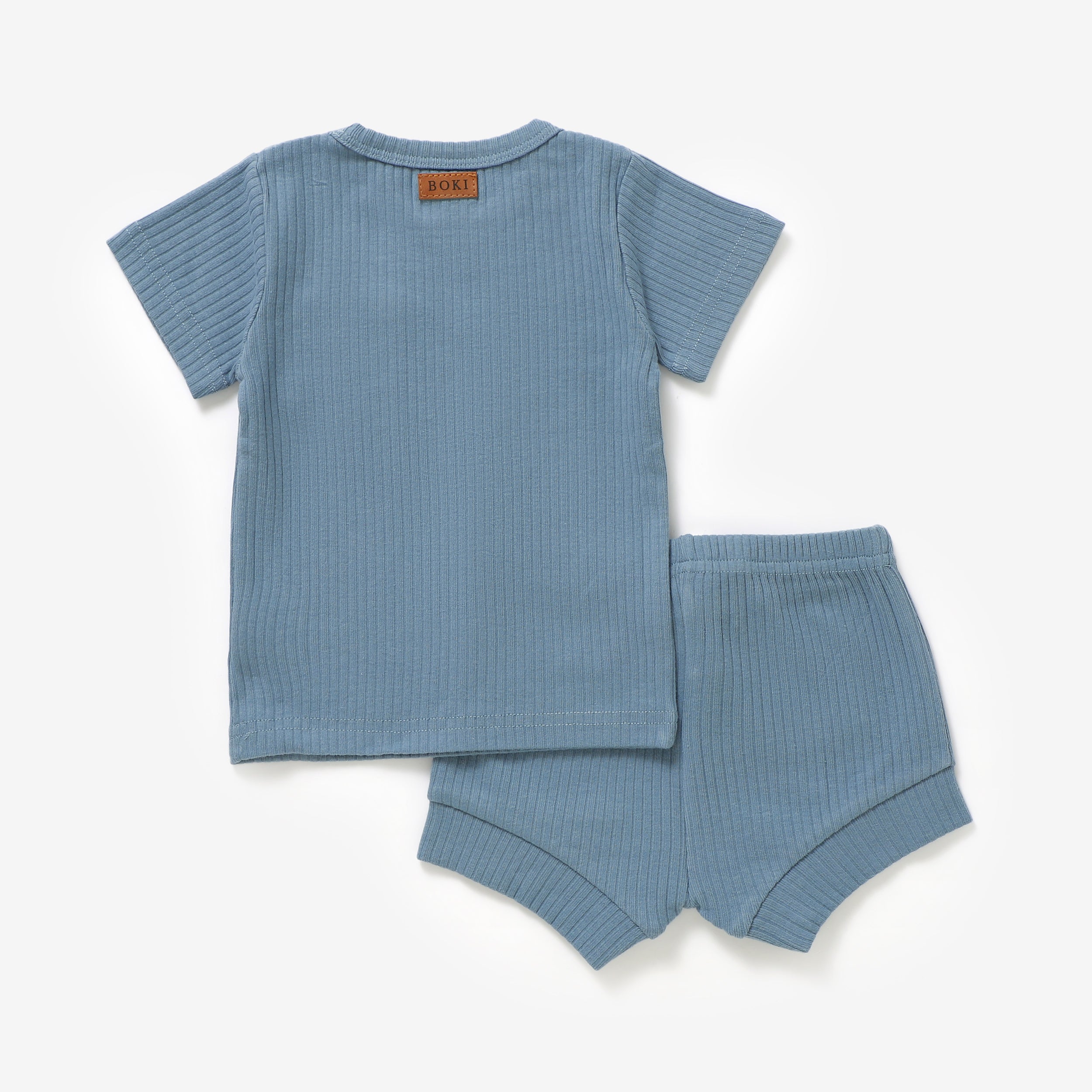 2 Piece Organic Rib Pyjamas Set | Cloudy Sky