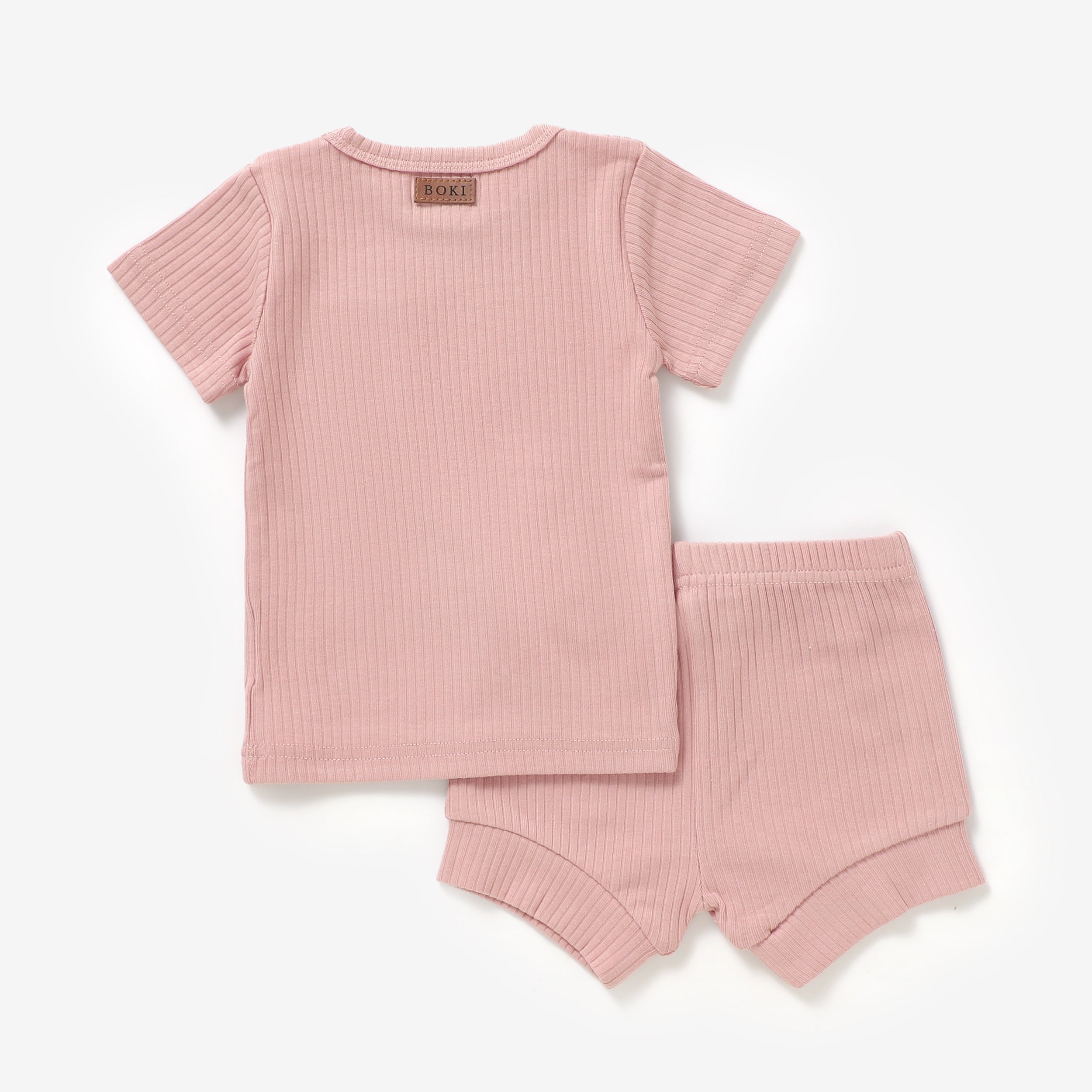 2 Piece Organic Rib Pyjamas Set | Pale Rose