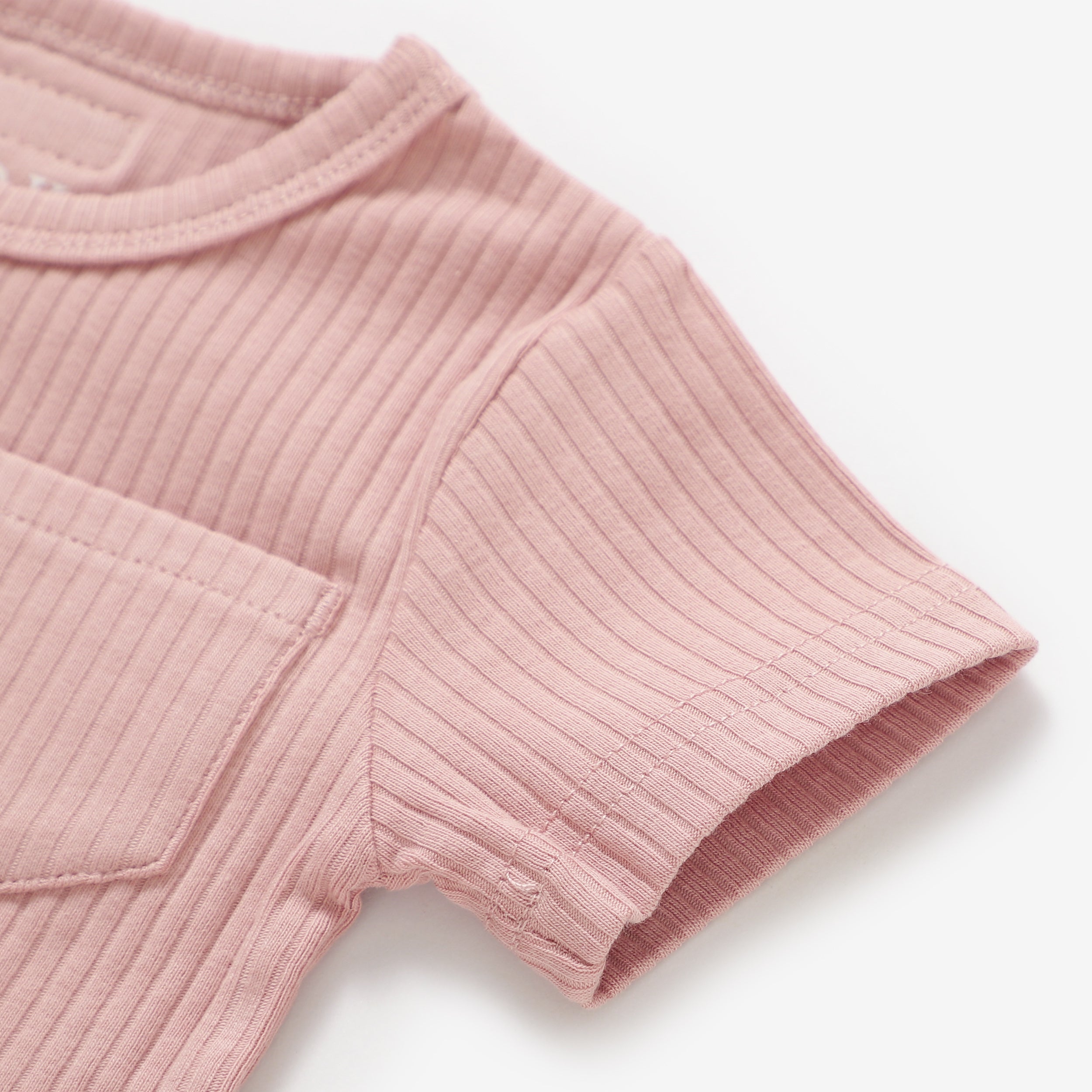 2 Piece Organic Rib Pyjamas Set | Pale Rose