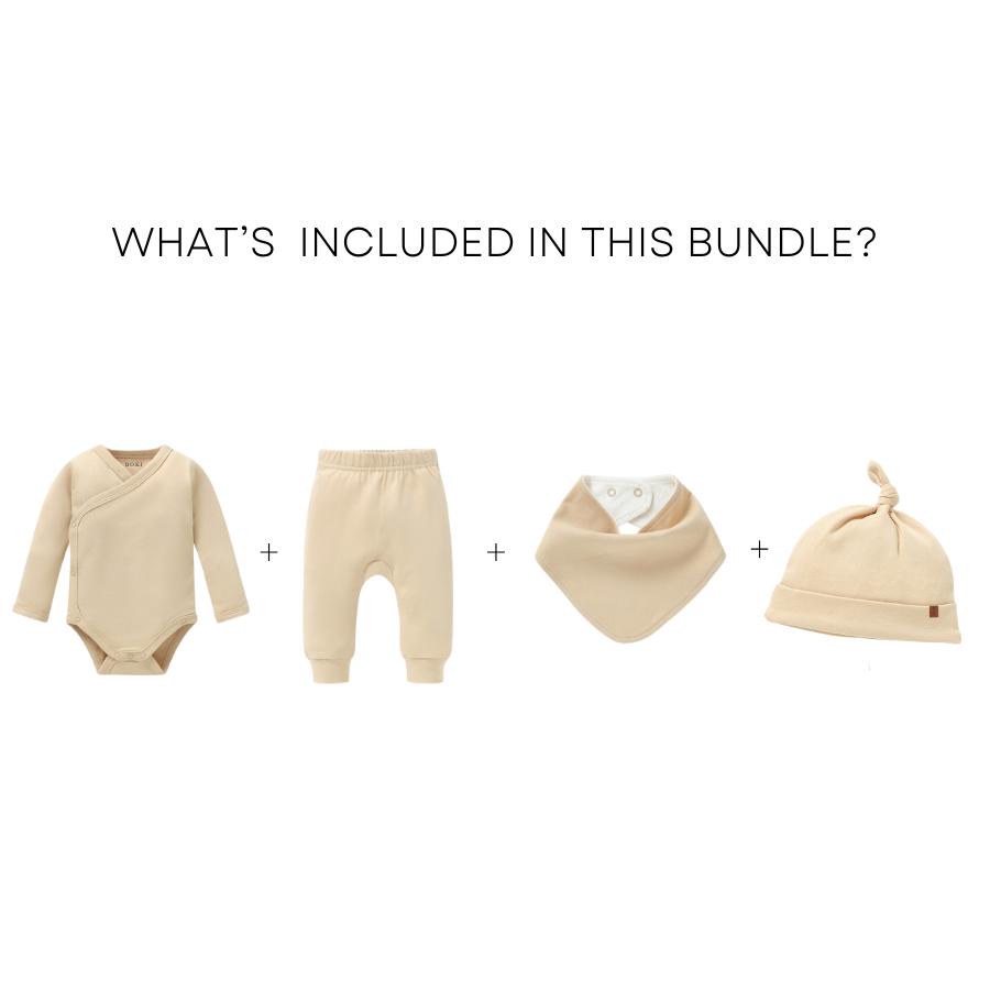 4 Piece Organic Brushed Cotton Bundle Set | Almond
