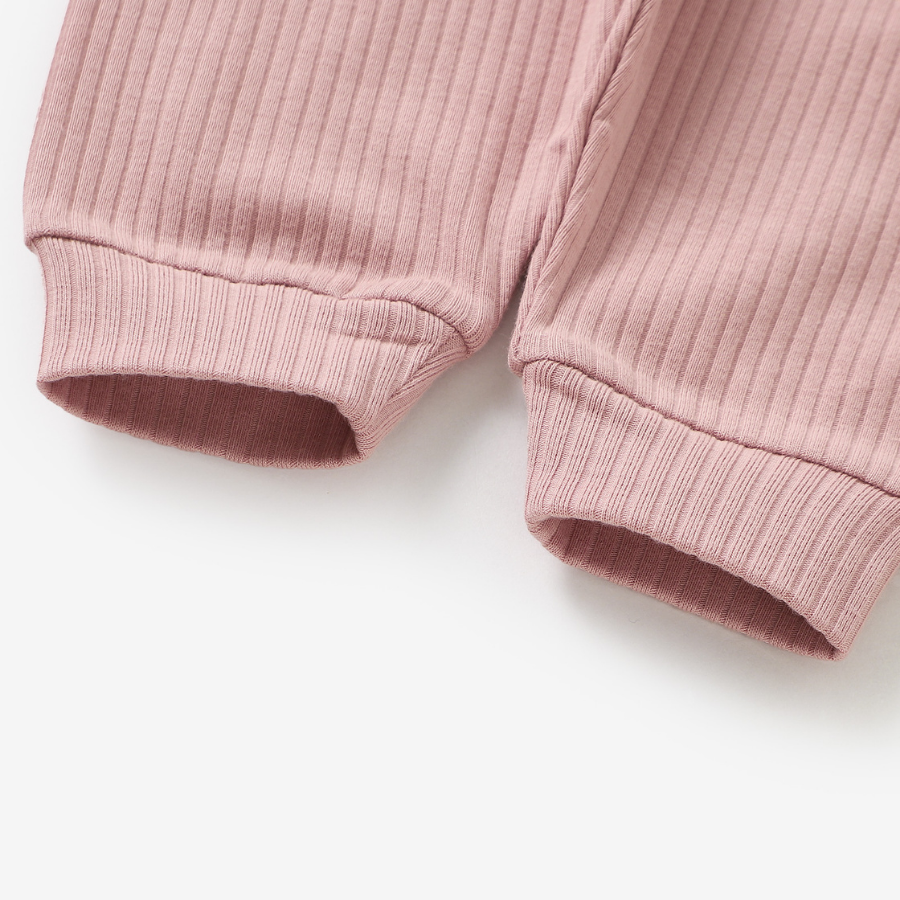 Organic Rib Long sleeve Pyjamas Set | Pale Rose