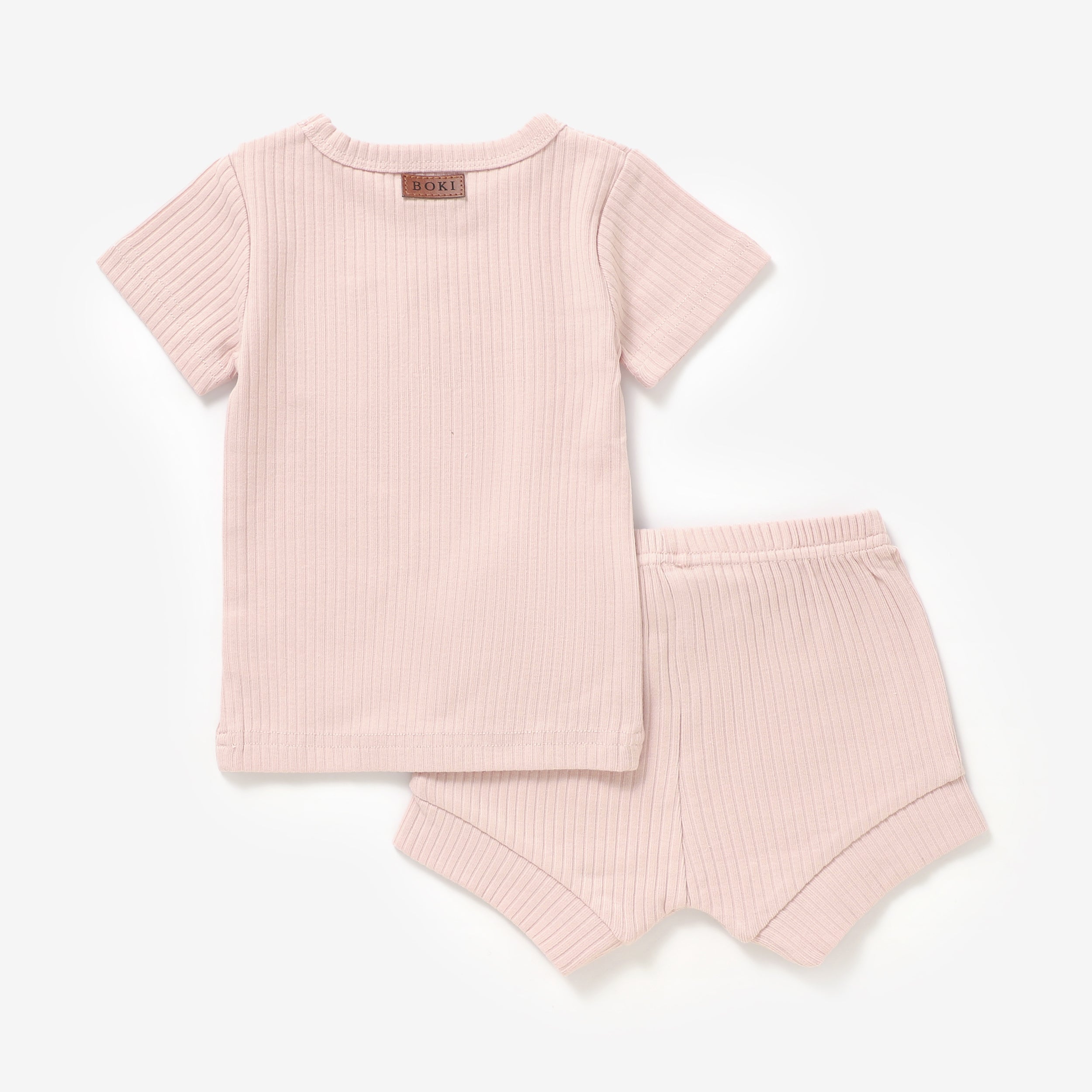 2 Piece Organic Rib Pyjamas Set | Blush