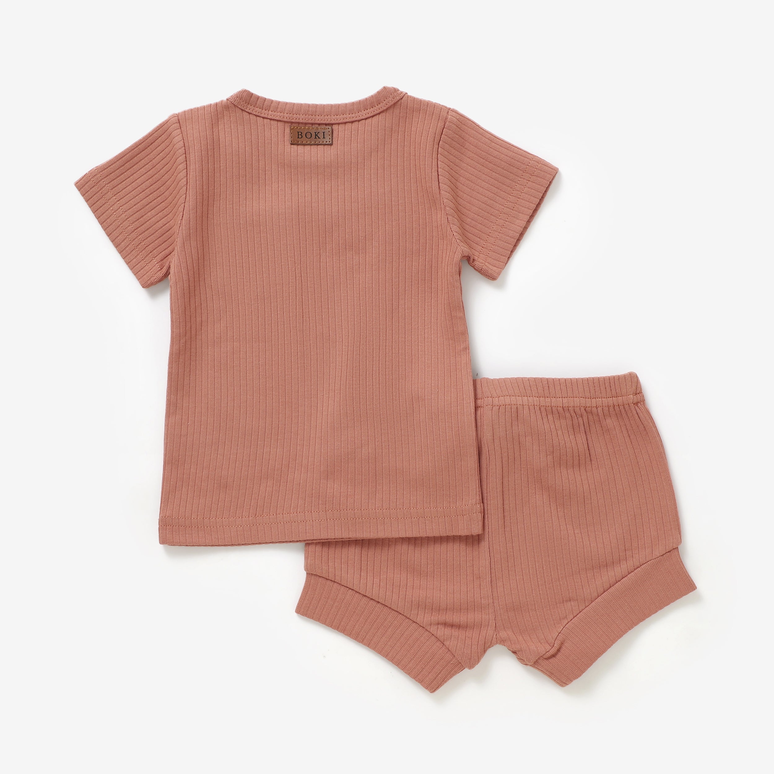 2 Piece Organic Rib Pyjamas Set | Clay