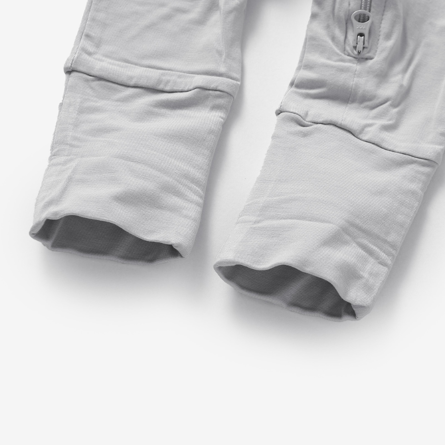 Organic Bamboo 2-way Zipsuit with Foldover Footies and Mittens | Cloud Grey