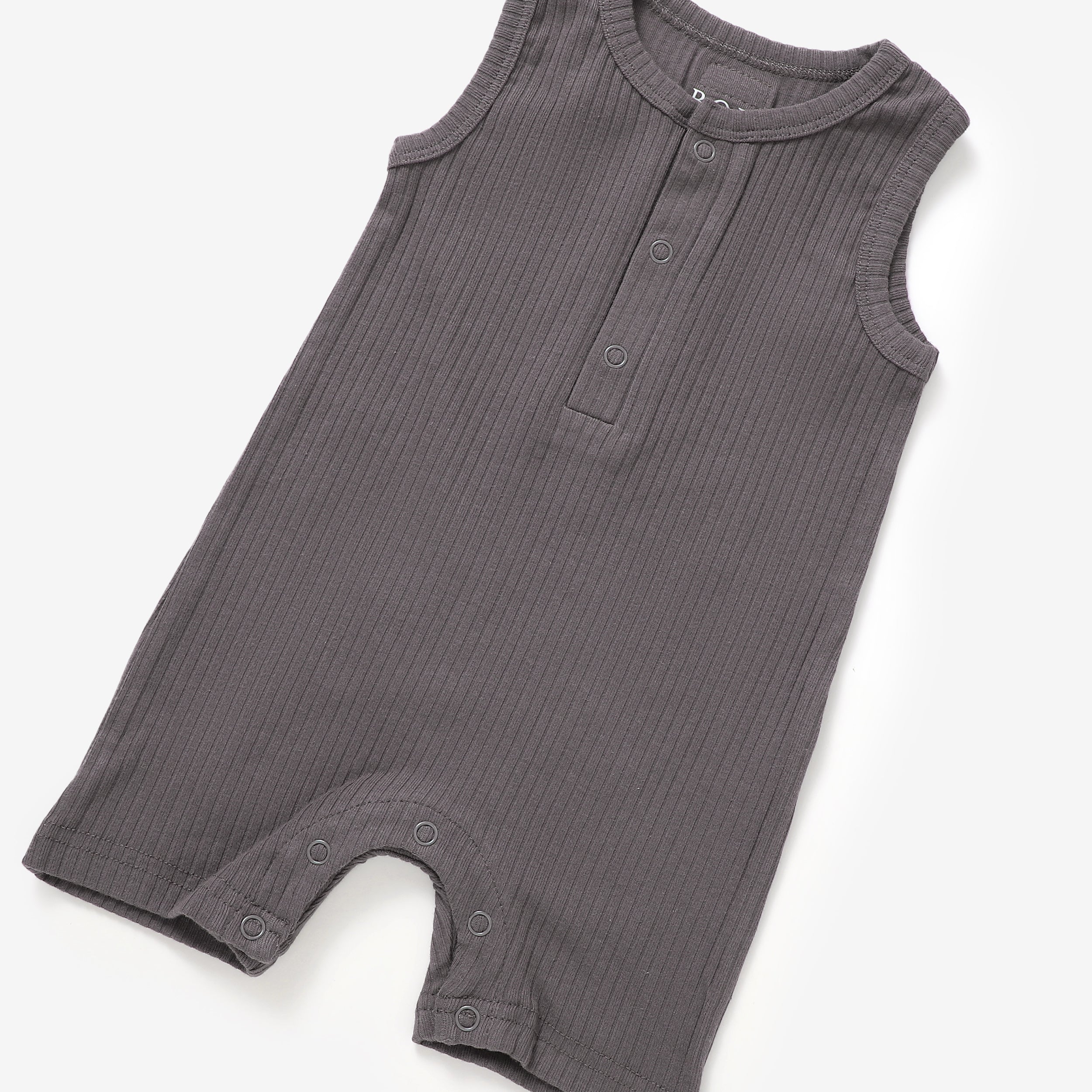 Organic Rib Cotton Tank Growsuit | Charcoal