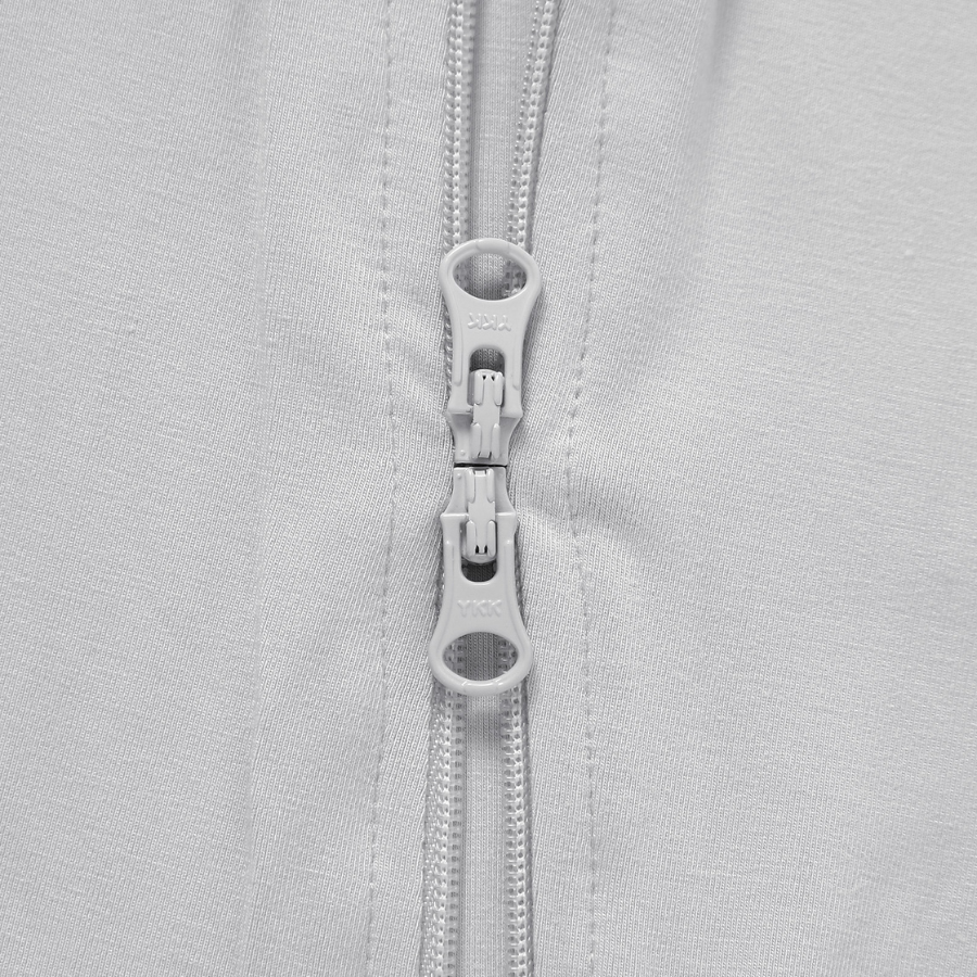 Organic Bamboo 2-way Zipsuit with Foldover Footies and Mittens | Cloud Grey