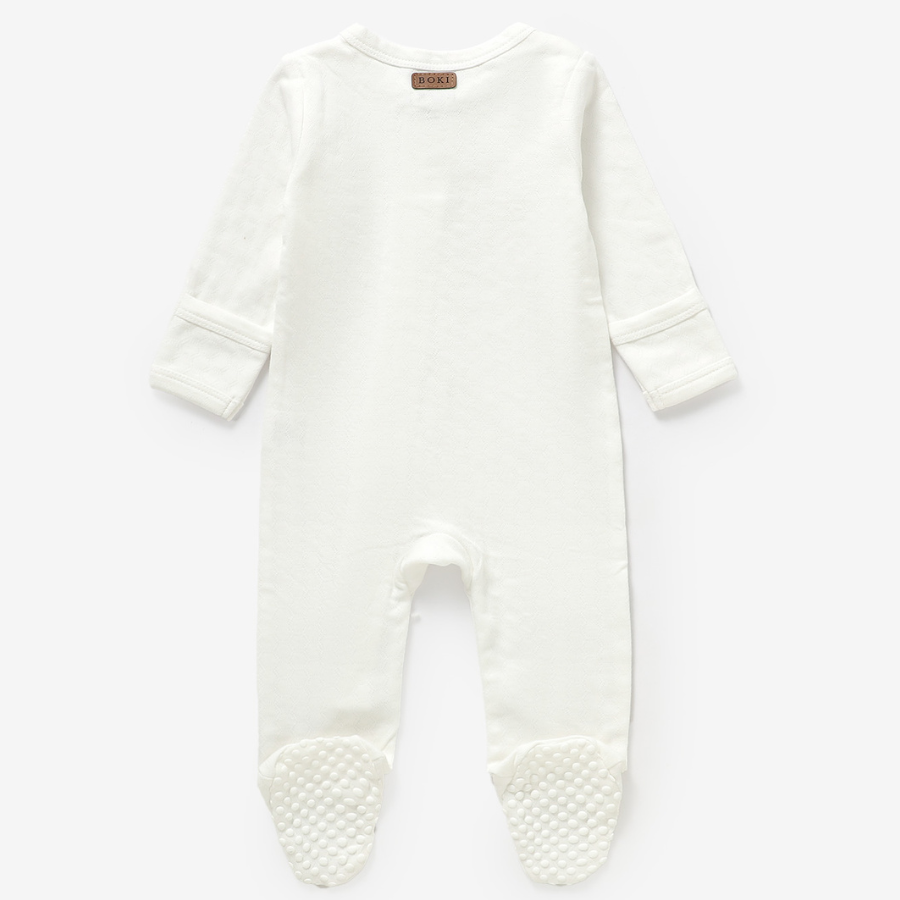 Organic Cotton Honeycomb 2-way Zipsuit with Footies and Mittens | Milk