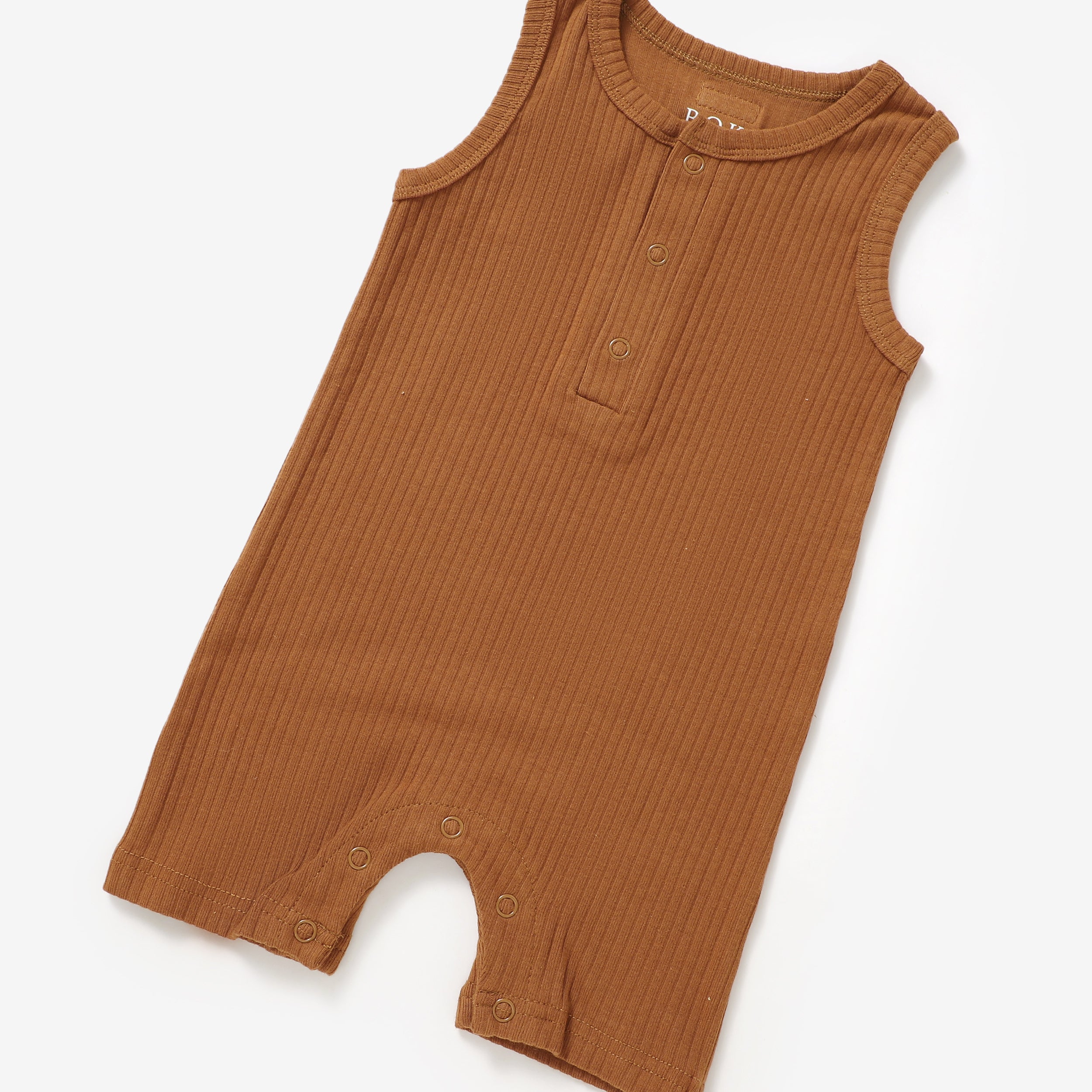 Organic Rib Cotton Tank Growsuit | Rust