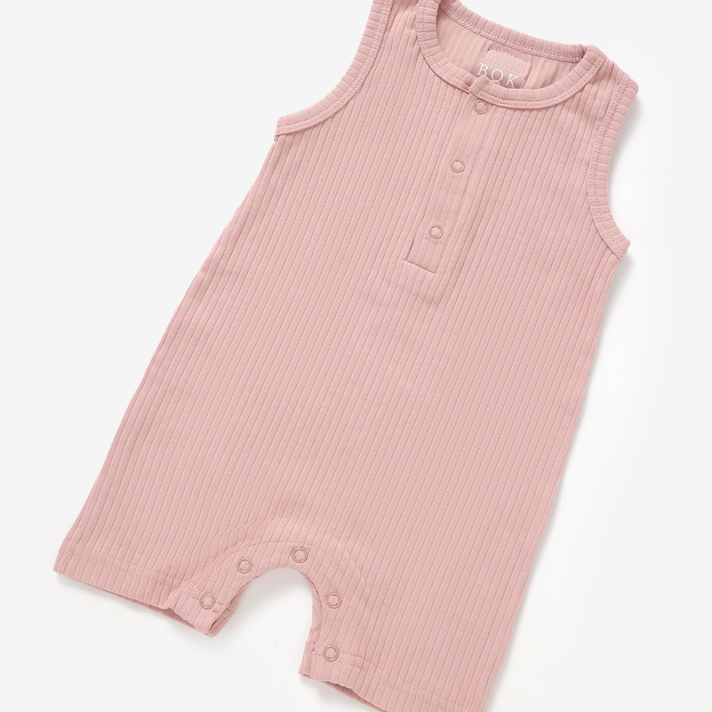 Organic Rib Cotton Tank Growsuit | Pale Rose