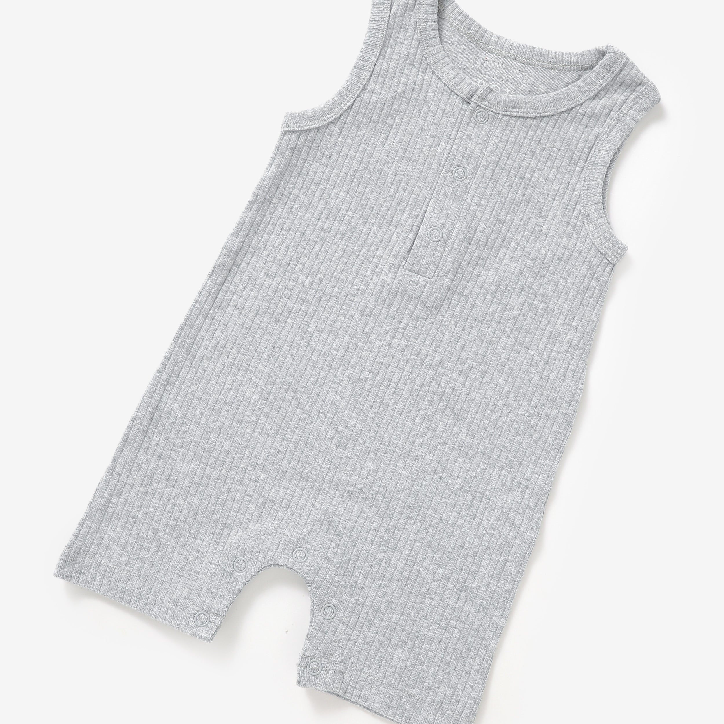 Organic Rib Cotton Tank Growsuit | Light Grey