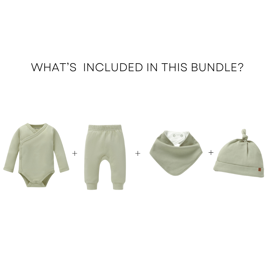 4 Piece Organic Brushed Cotton Bundle Set | Fern