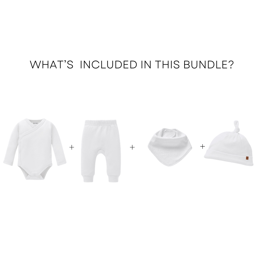 4 Piece Organic Brushed Cotton Bundle Set | Soft White