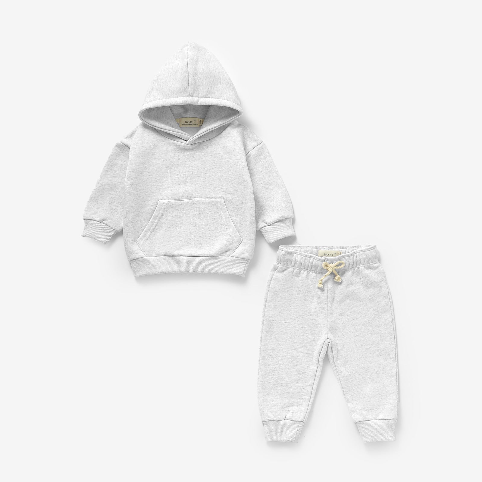 Organic Cotton Hooded Tracksuit | Light Grey